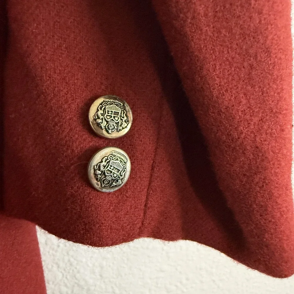 VTG Dumas Women's 100% Wool Blazer Jacket Size 6 Gold Detailed Buttons Oversized